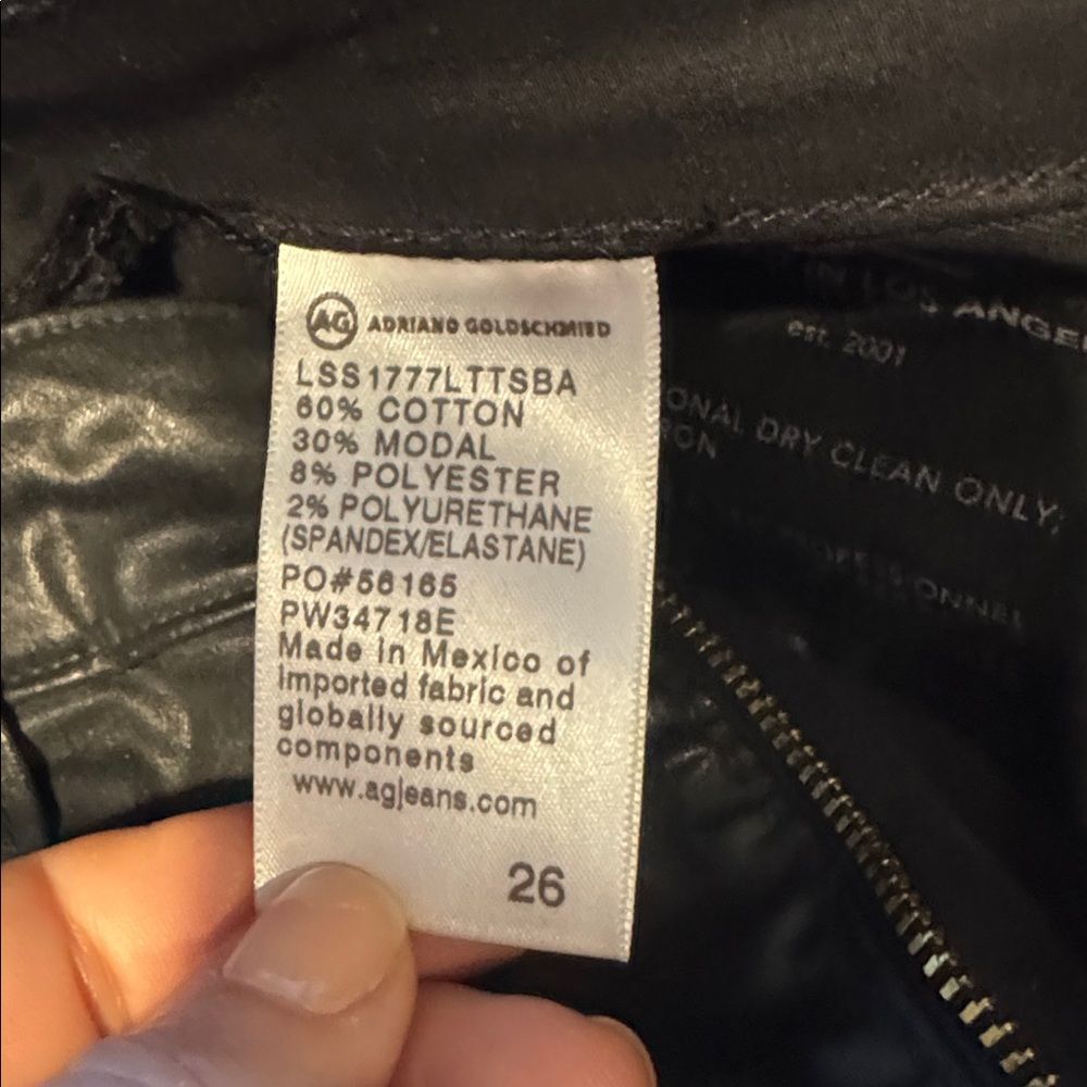 AG Women's Farrah Ankle High-Rise Skinny Leatherette Super Black Jeans Sz 26 - Picture 9 of 12